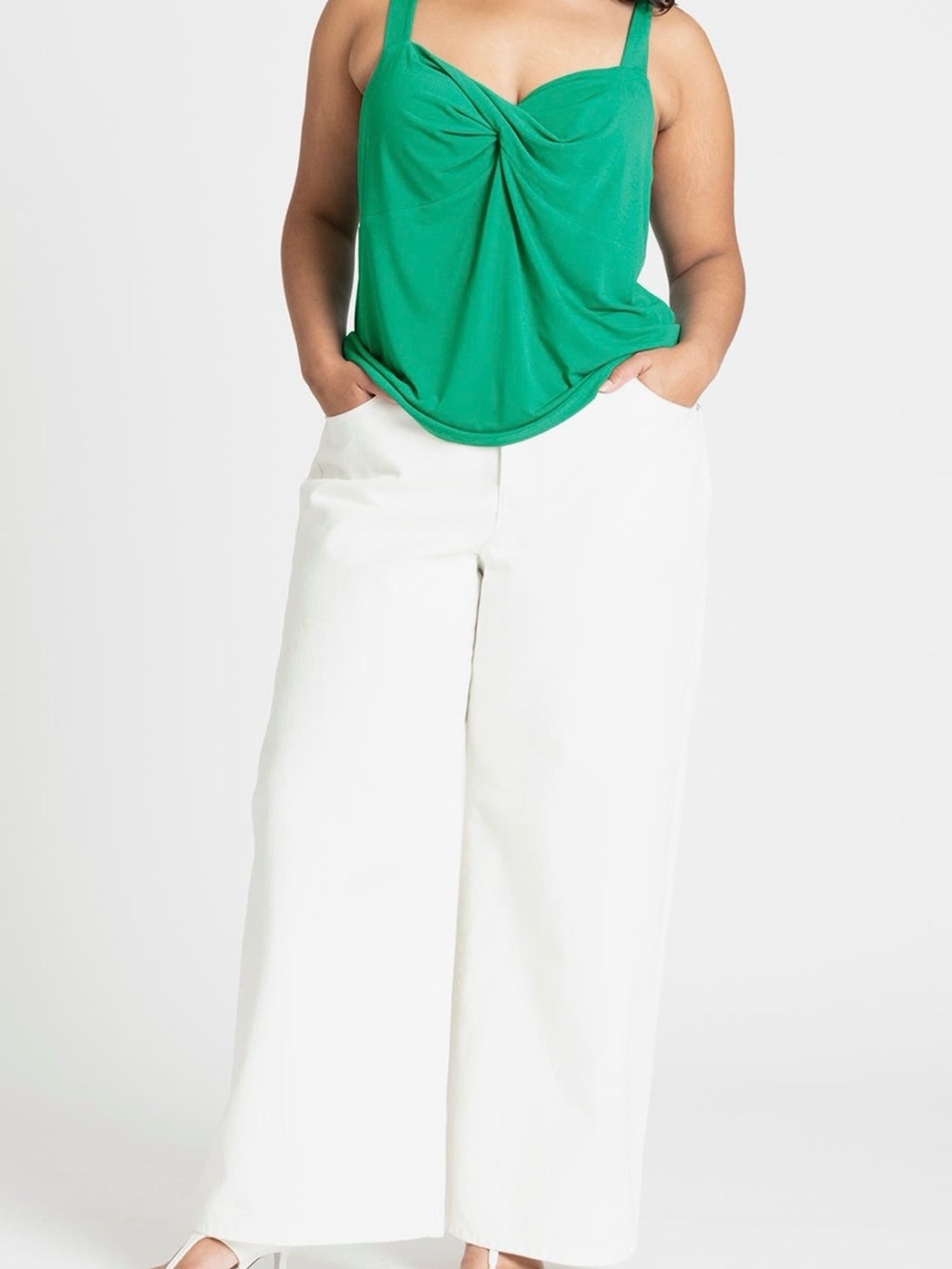 Eloquii Green Twist-Front Tank Top